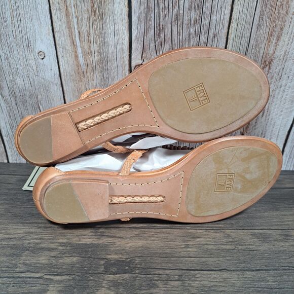 Frye Laurel Flower T Strap Sandals Tan Leather Women's Size 8 M (New With Tag) - Picture 7 of 8